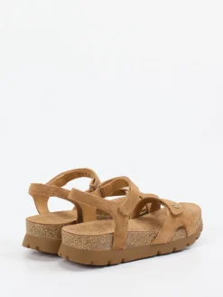 Damen Panama Jack – Keilsandalette aus Veloursleder cognac