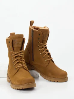 Damen Panama Jack – Schnürstiefelette aus Nubukleder cognac