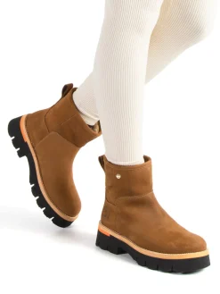 Damen Panama Jack – Stiefeletten aus Nubukleder cognacfarben