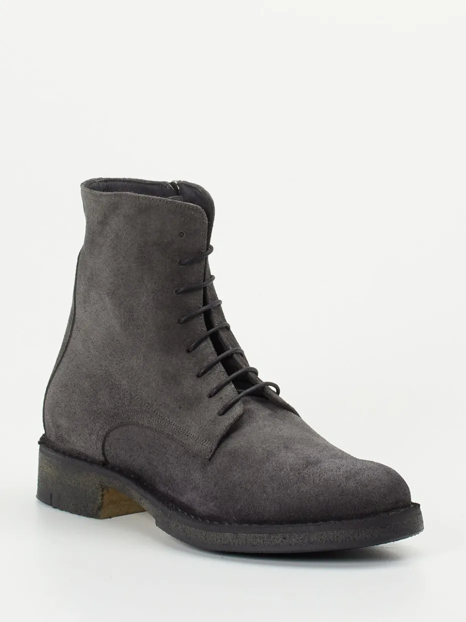 Damen Pantanetti – Schnürboots aus Veloursleder Anthrazit