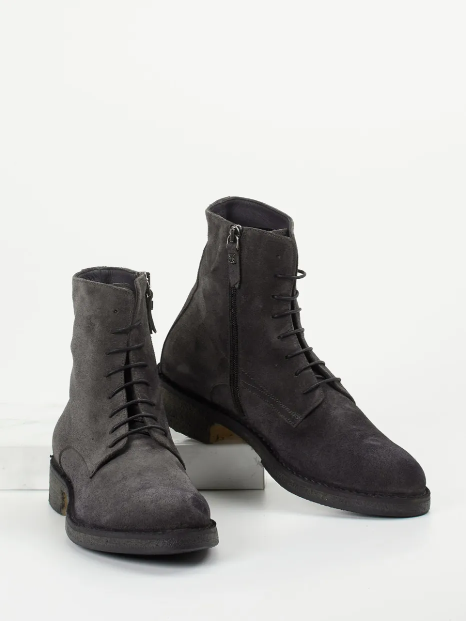 Damen Pantanetti – Schnürboots aus Veloursleder Anthrazit