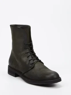 – Schnürstiefelette aus Veloursleder in Oliv*Pantanetti Outlet