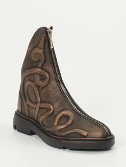 – Stiefeletten aus Metallic-Kalbleder bronzebraun*Papucei Clearance