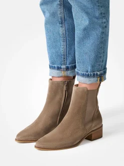 Damen Paul Green – Chelsea Boots aus Veloursleder sandbeige