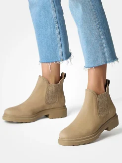 Damen Paul Green – Chelsea Boots aus Nubukleder beige