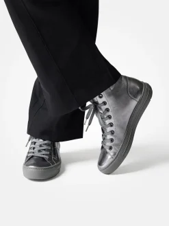 Damen Paul Green – High-Top-Sneaker aus Metallicleder