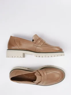 Damen Paul Green – Loafer aus Kalbleder in Cognac