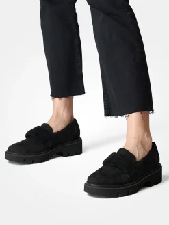 Damen Paul Green – Loafer aus Nubukleder mit Kunstfell