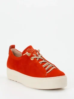 Damen Paul Green – Plateau-Sneaker aus Veloursleder orange