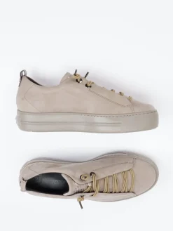 Damen Paul Green – Plateau-Sneaker aus Nubukleder beigegrau