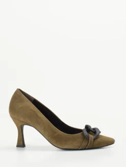 Damen Paul Green – Pumps aus Veloursleder olivbraun
