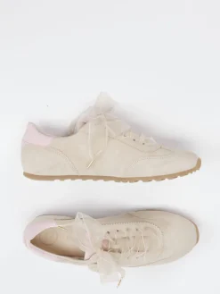 Damen Paul Green – Sneaker aus Veloursleder creme