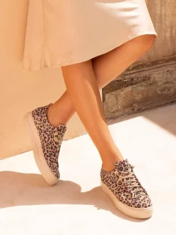 Damen Paul Green – Sneaker aus Veloursleder mit Leoprint