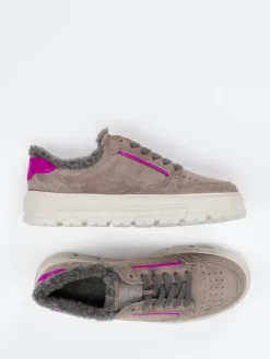 Damen Paul Green – Sneaker aus Veloursleder in Taupe