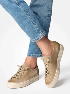 Damen Paul Green – Sneaker aus Veloursleder cognac