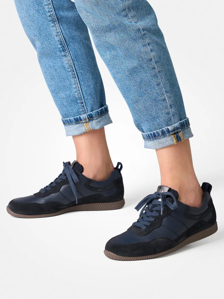 Damen Paul Green – Sneaker aus Velour- und Glattleder dunkel