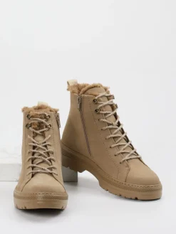 Damen Paul Green – Stiefelette aus Nubukleder beige