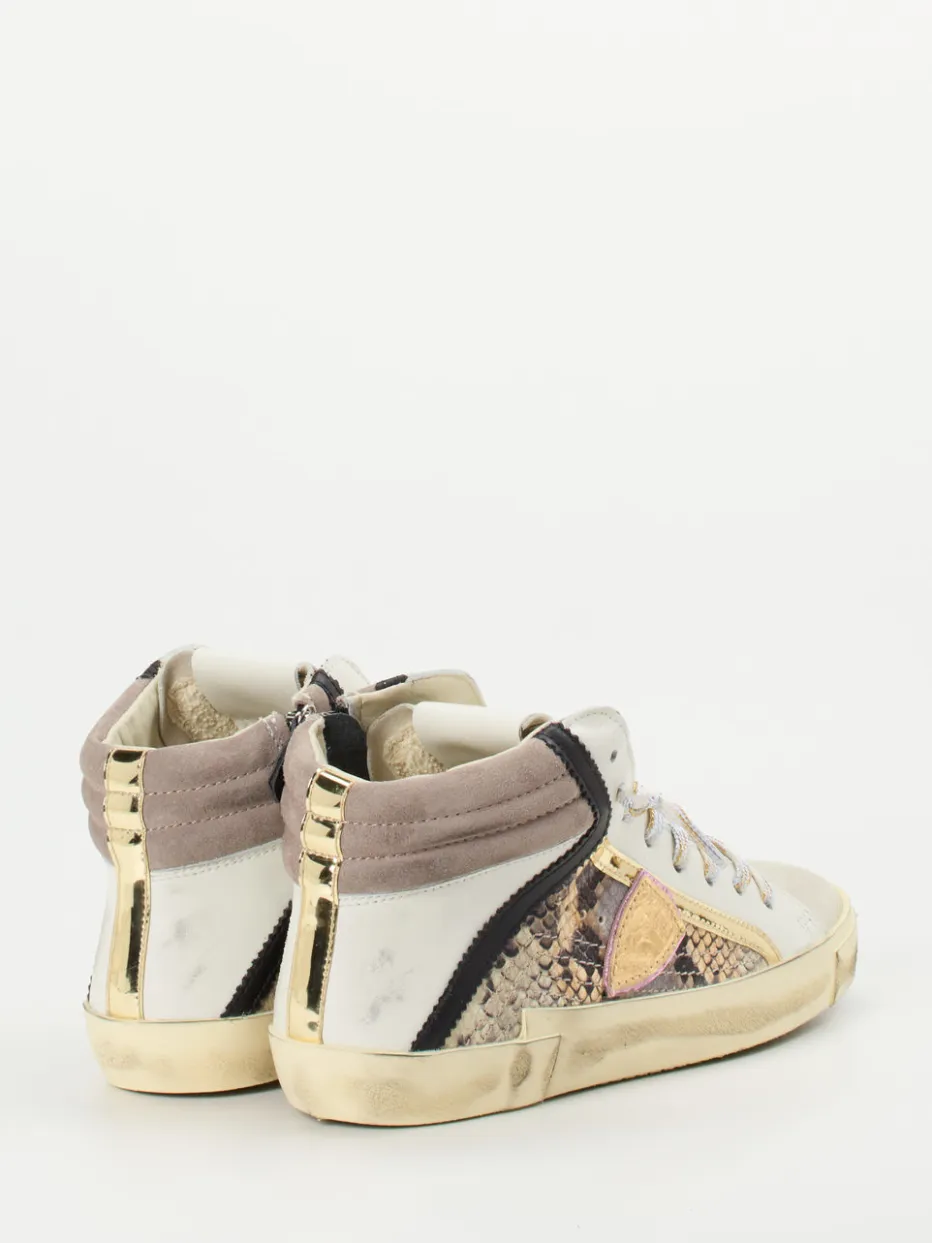 – High-Top Sneaker aus geprägtem Leder beige*Philippe Model