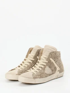 Damen Philippe Model – High-Top Sneaker aus Velour/Textil Taupe