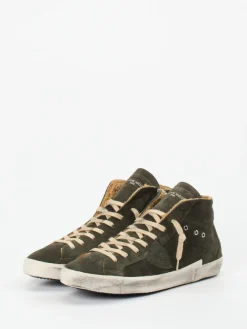 Herren Philippe Model – High-Top Sneaker aus Veloursleder oliv