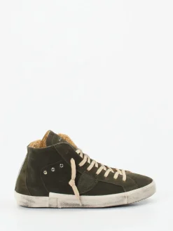 Herren Philippe Model – High-Top Sneaker aus Veloursleder oliv