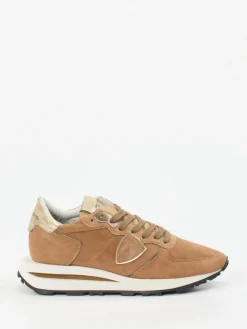 Damen Philippe Model – Retro-Sneaker aus Veloursleder Karamell
