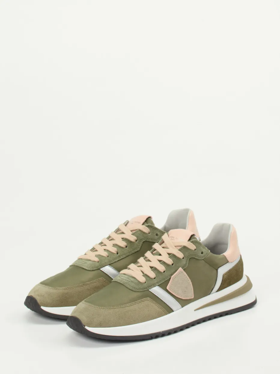 Damen Philippe Model – Retro-Sneaker aus Veloursleder Oliv