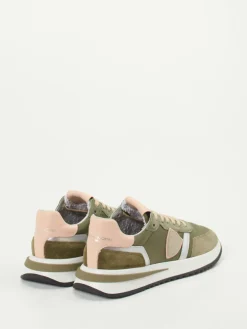 Damen Philippe Model – Retro-Sneaker aus Veloursleder Oliv