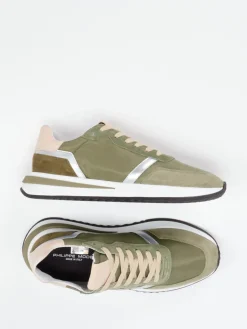 Damen Philippe Model – Retro-Sneaker aus Veloursleder Oliv