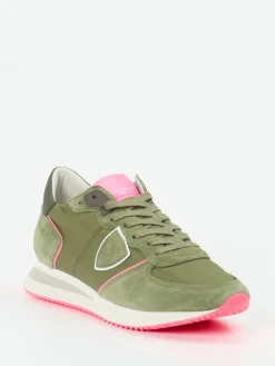 Damen Philippe Model – Retro-Sneaker aus Veloursleder oliv