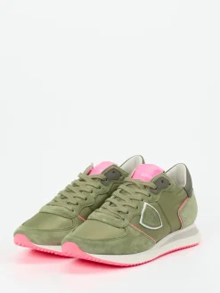 Damen Philippe Model – Retro-Sneaker aus Veloursleder oliv