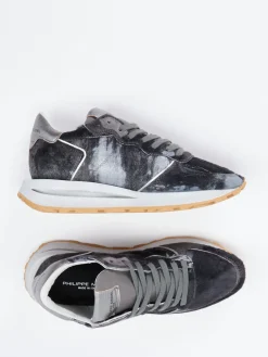 – Sneaker aus Ponyfell und Metallic-Leder*Philippe Model Best