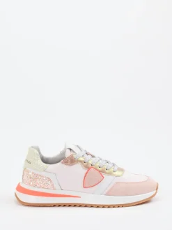 Damen Philippe Model – Sneaker aus Veloursleder und Textil in Rosé