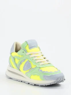 Damen Philippe Model – Sneaker aus Mesh und Veloursleder Neongelb