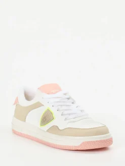 Damen Philippe Model – Sneaker aus Leder-Mix in Weiß-Rosé
