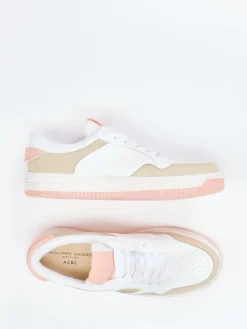 Damen Philippe Model – Sneaker aus Leder-Mix in Weiß-Rosé