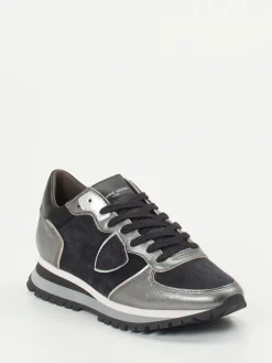 Damen Philippe Model – Sneaker aus Veloursleder und Metallicleder