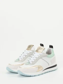 Damen Piedi Nudi – Low-Top Sneaker aus Kalbleder Weiß-Gold