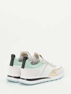 Damen Piedi Nudi – Low-Top Sneaker aus Kalbleder Weiß-Gold