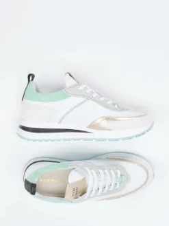 Damen Piedi Nudi – Low-Top Sneaker aus Kalbleder Weiß-Gold