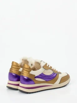 Damen Piedi Nudi – Sneaker aus Kalbleder mit Metallic-Details