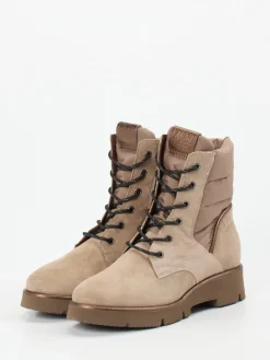 Damen Piedi Nudi – Winter-Stiefelette aus Veloursleder Sandbeige