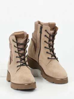 Damen Piedi Nudi – Winter-Stiefelette aus Veloursleder Sandbeige