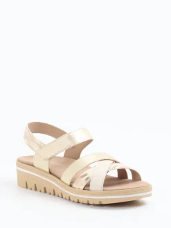 Damen Piesanto – Komfortsandale aus Metallicleder