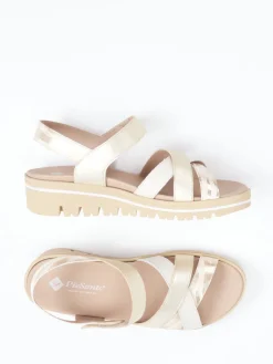 Damen Piesanto – Komfortsandale aus Metallicleder