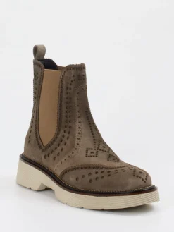 Damen Pons Quintana – Chelsea-Stiefelette aus Veloursleder Taupe