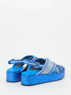 Damen Pons Quintana – Plateau-Sandalen aus Metallic-Flechtleder