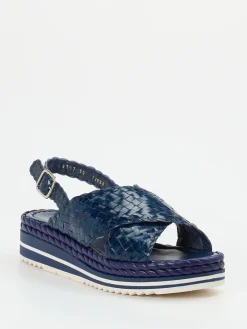 Damen Pons Quintana – Plateau-Sandalen aus Flechtleder Marine