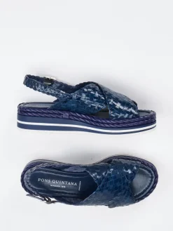 Damen Pons Quintana – Plateau-Sandalen aus Flechtleder Marine