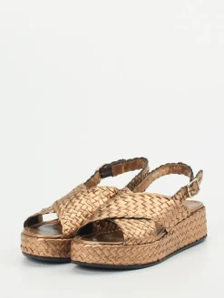 Damen Pons Quintana – Plateau-Sandalen aus Flechtleder kupfer